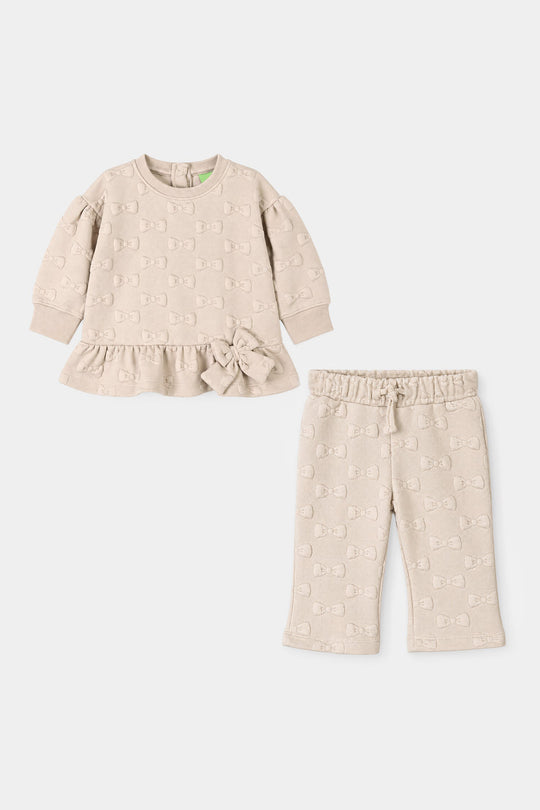 Infant Girls Quilted 2Pcs Suit Little Bows