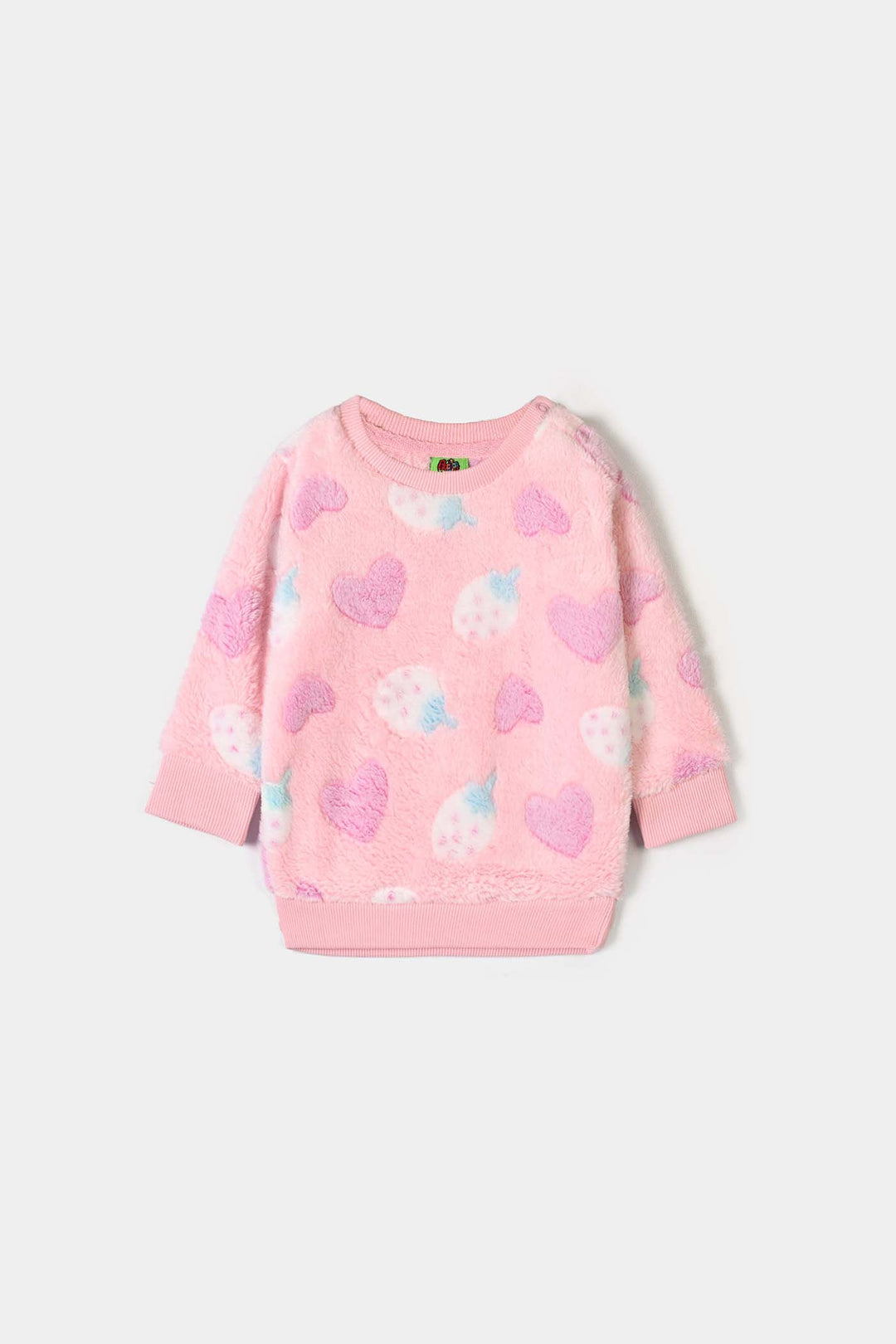 Infant Girls Sherpa 2Pcs Suit Strawberry - PINK