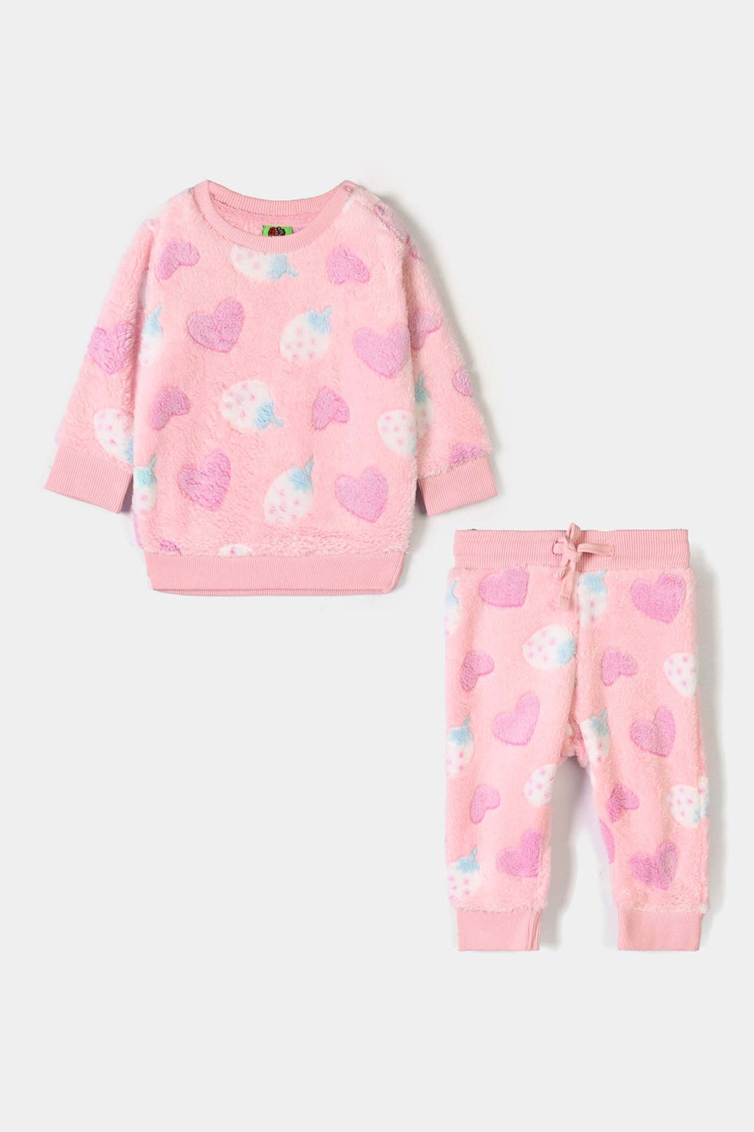 Infant Girls Sherpa 2Pcs Suit Strawberry - PINK