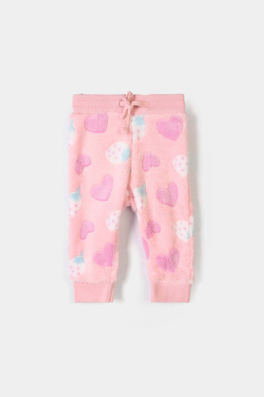 Infant Girls Sherpa 2Pcs Suit Strawberry - PINK