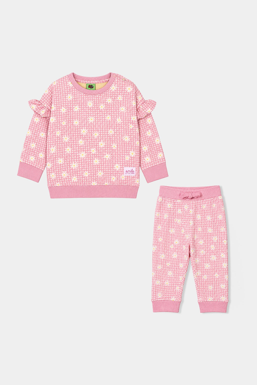 Infant Girls Cotton Jersey 2Pcs Suit Daisy-Pink