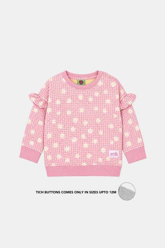 Infant Girls Cotton Jersey 2Pcs Suit Daisy-Pink