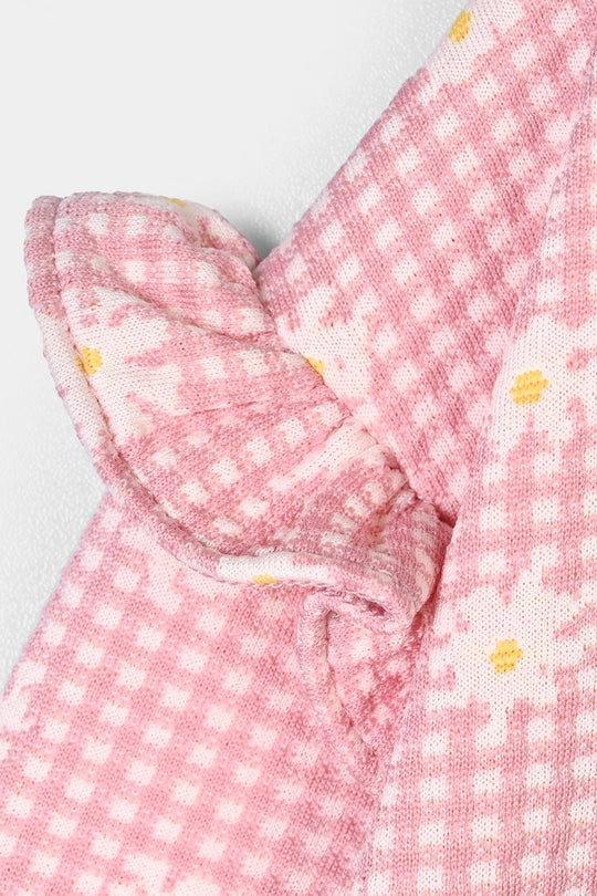 Infant Girls Cotton Jersey 2Pcs Suit Daisy-Pink