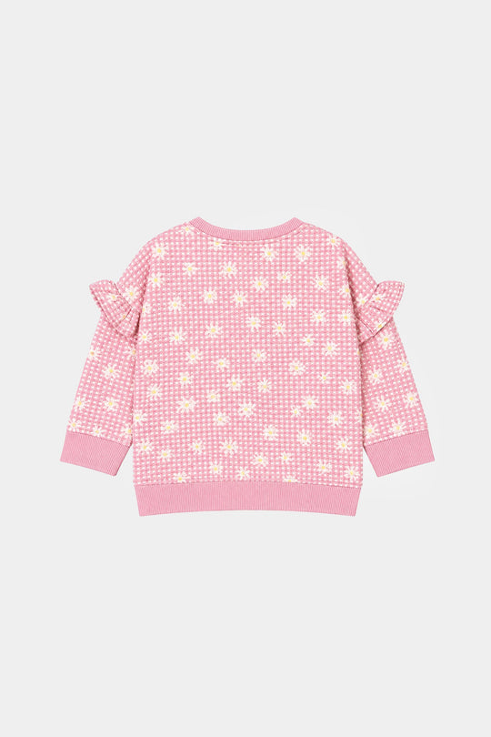 Infant Girls Cotton Jersey 2Pcs Suit Daisy-Pink