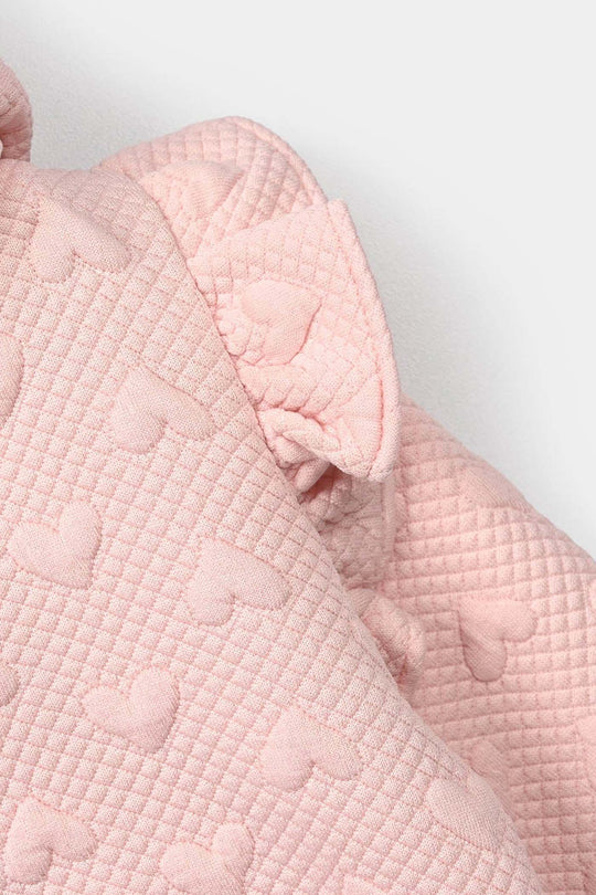 Infant Girls Quilted 2 Pcs Suit Hearts - Pink
