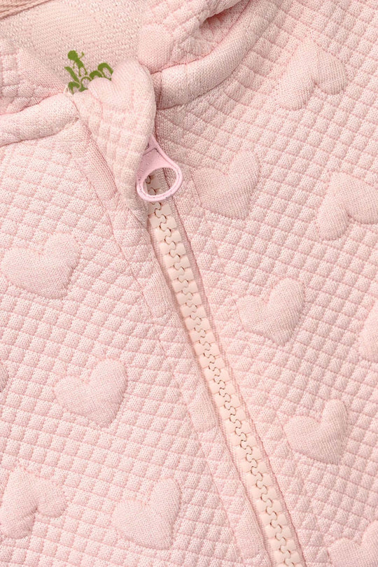 Infant Girls Quilted 2 Pcs Suit Hearts - Pink