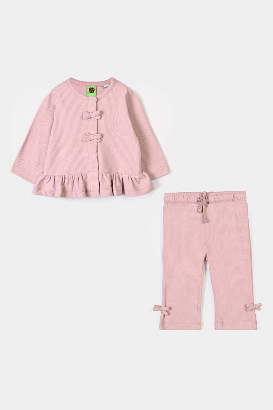 Infant Girls Ottoman 2Pcs Suit Layered Frill-PINK