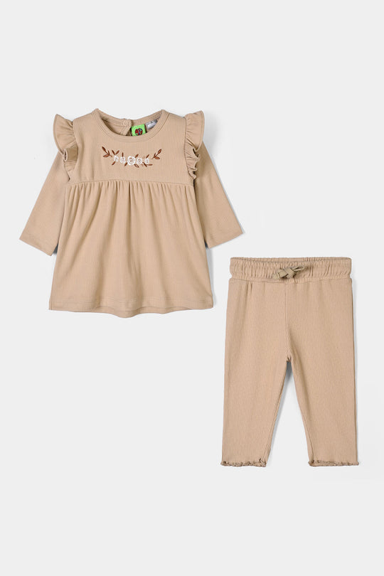 Infant Girls Ottoman 2Pcs Suit -BROWN