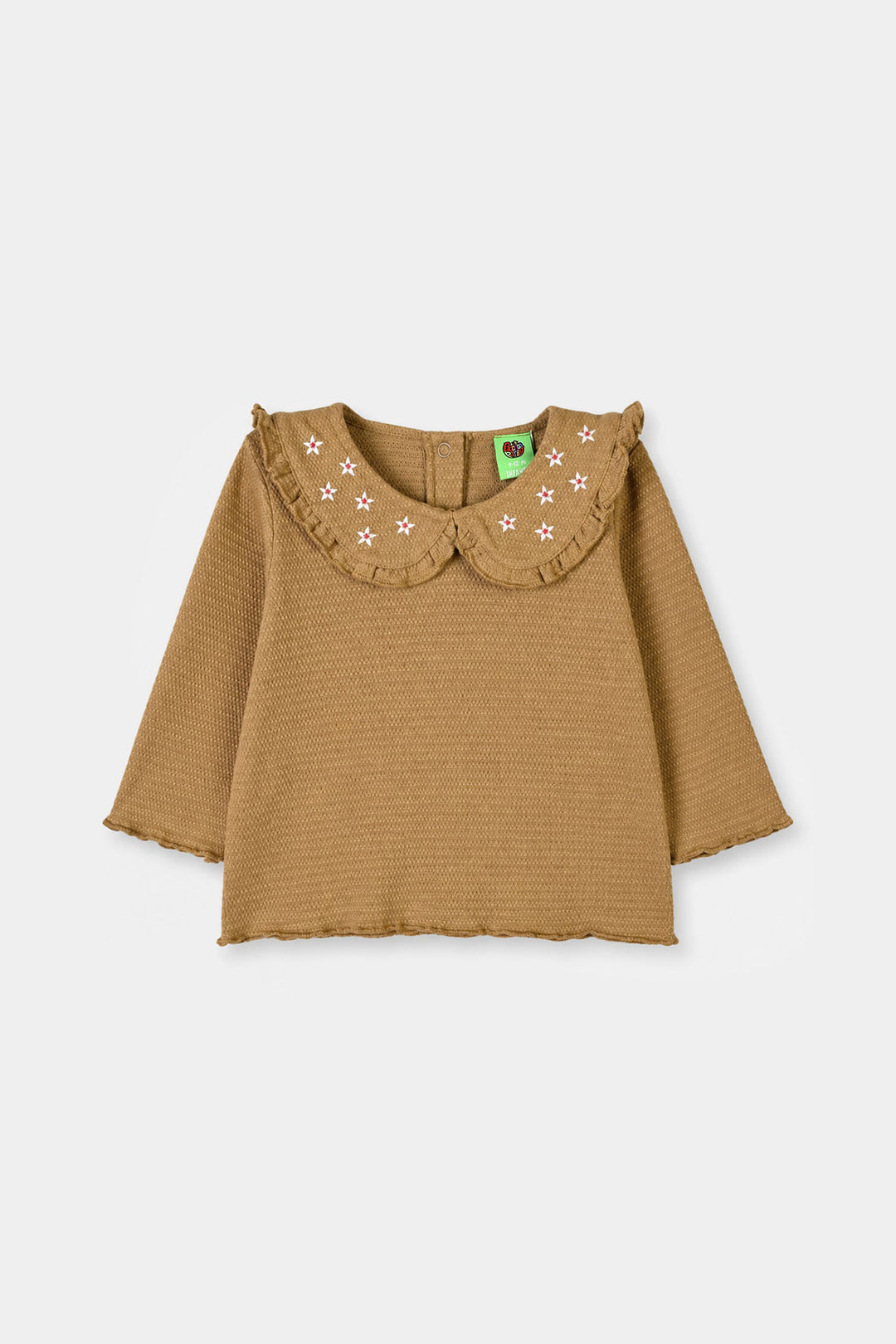 Infant Girls Cotton Jersey 2Pcs Suit Frill Style-BROWN