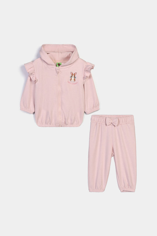 Infant Girls Cotton Jersey 2Pcs Suit Bunny-Pink