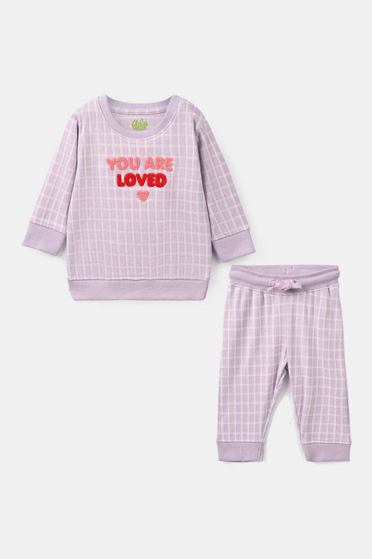 Infant Girls Cotton Jersey 2 Pcs Suit Lilac - Purple
