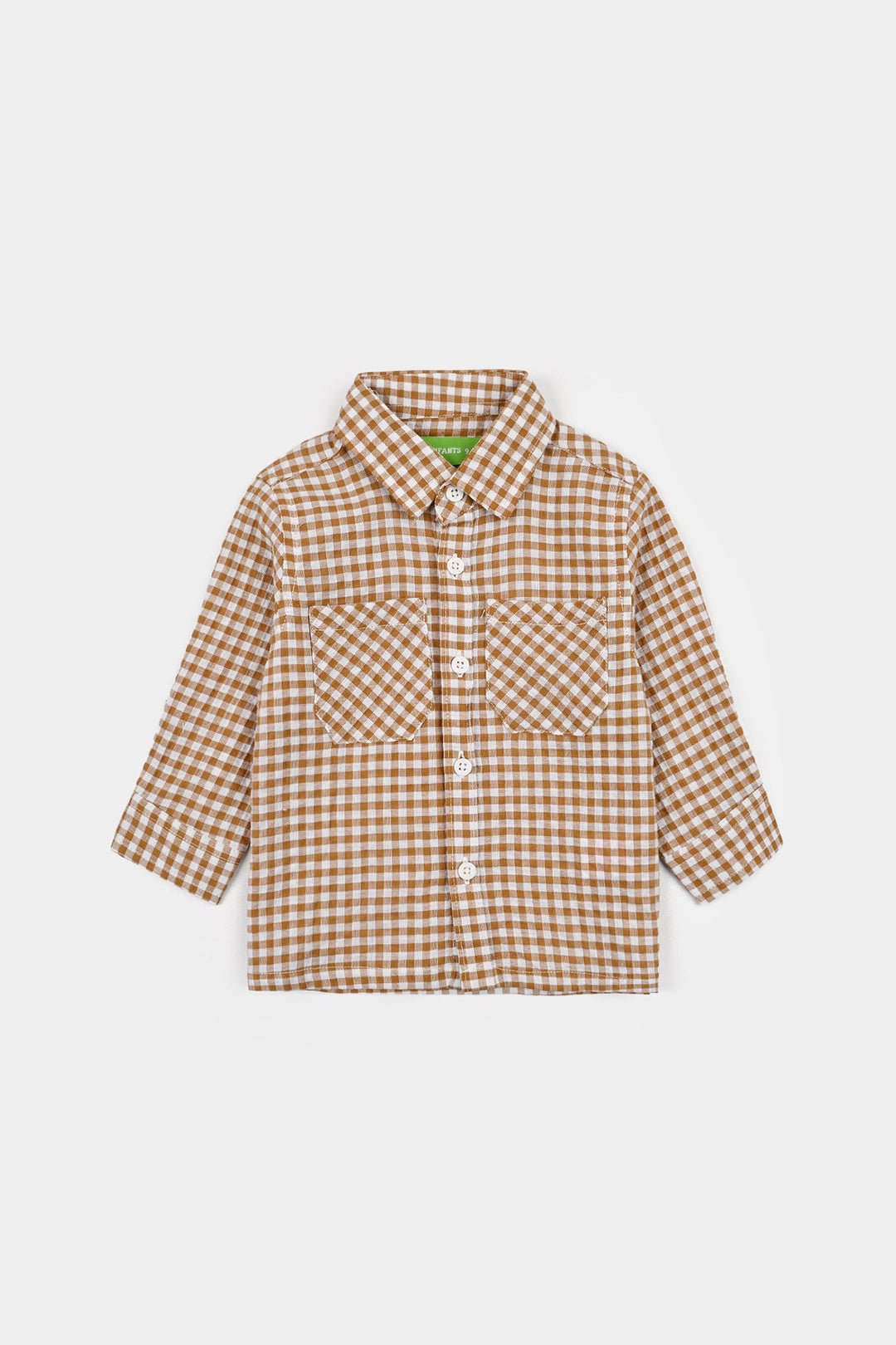 Infant Boys Yarn Dyed Shirt F/S (Full Of Fun)-Light/BROWN