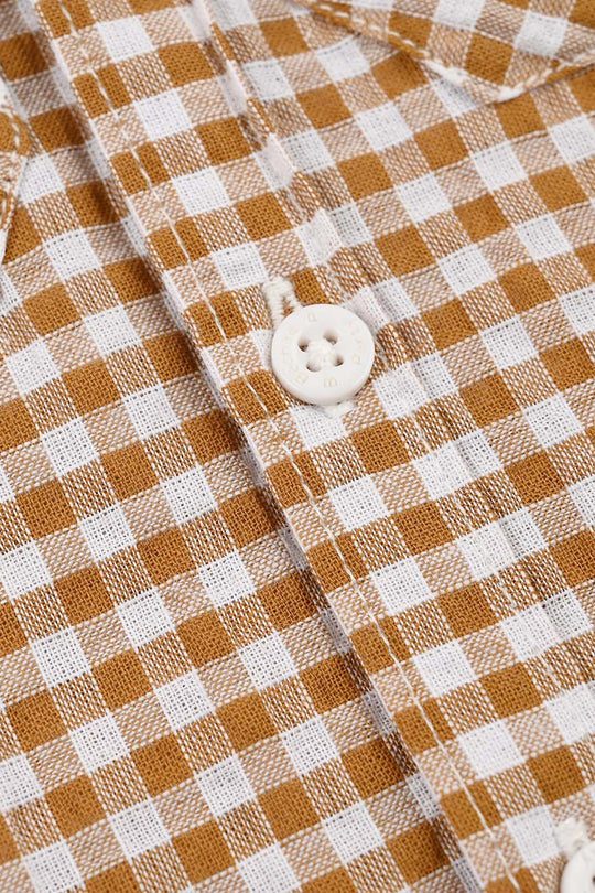 Infant Boys Yarn Dyed Shirt F/S (Full Of Fun)-Light/BROWN