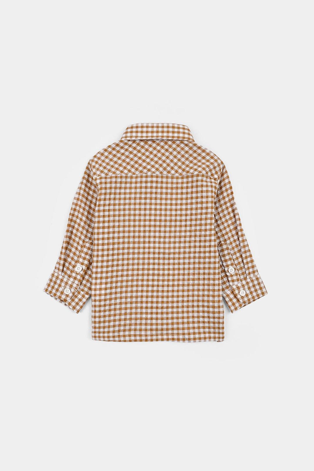 Infant Boys Yarn Dyed Shirt F/S (Full Of Fun)-Light/BROWN