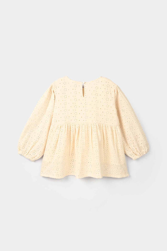 Girls Gauze Emb Top Wild Flower-Off White