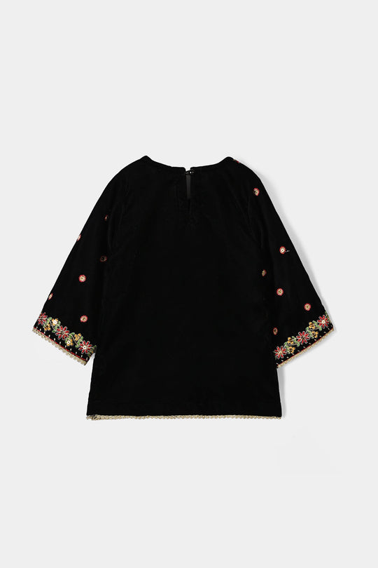 Infant Girls Velvet 2Pcs Dilnaz - BLACK
