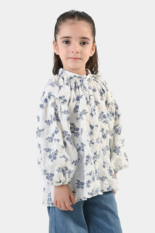 Girls Polyester Casual Top Vintage - WHITE
