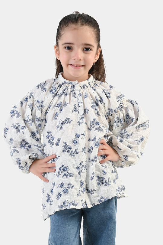 Girls Polyester Casual Top Vintage - WHITE