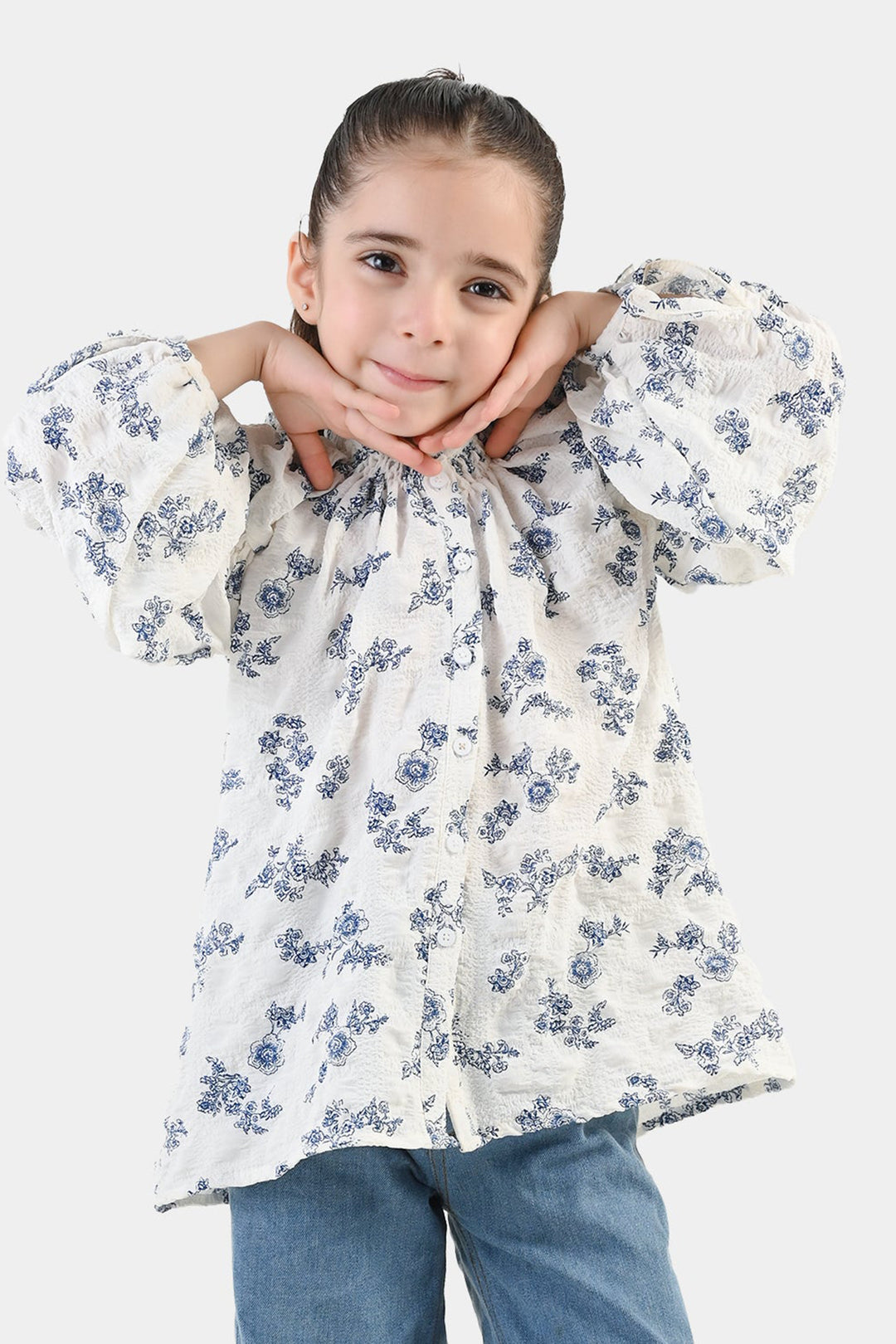 Girls Polyester Casual Top Vintage - WHITE