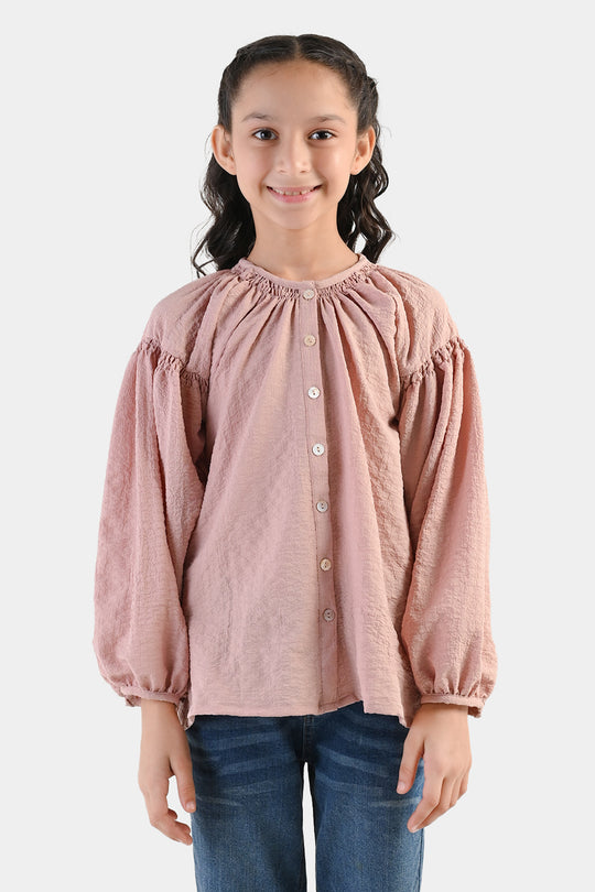 Girls Polyester Casual Top Rose