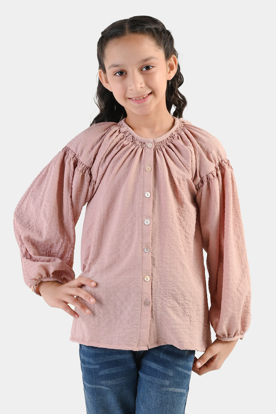 Girls Polyester Casual Top Rose