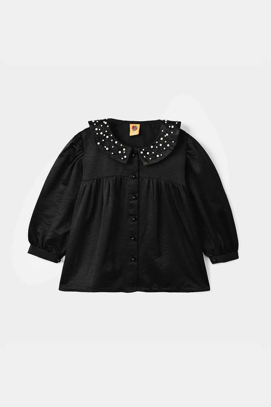 Girls Polyester Casual Top Glorious - Black