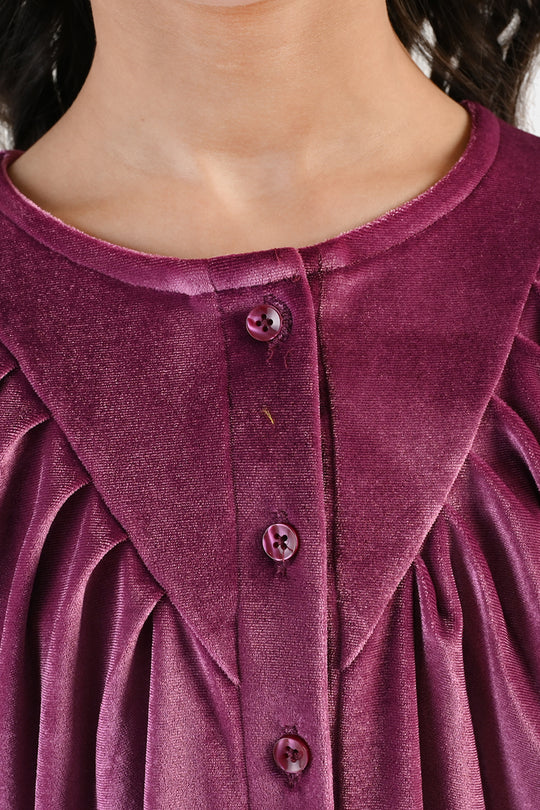 Girls Velvet Co-Ord Set Raspberry