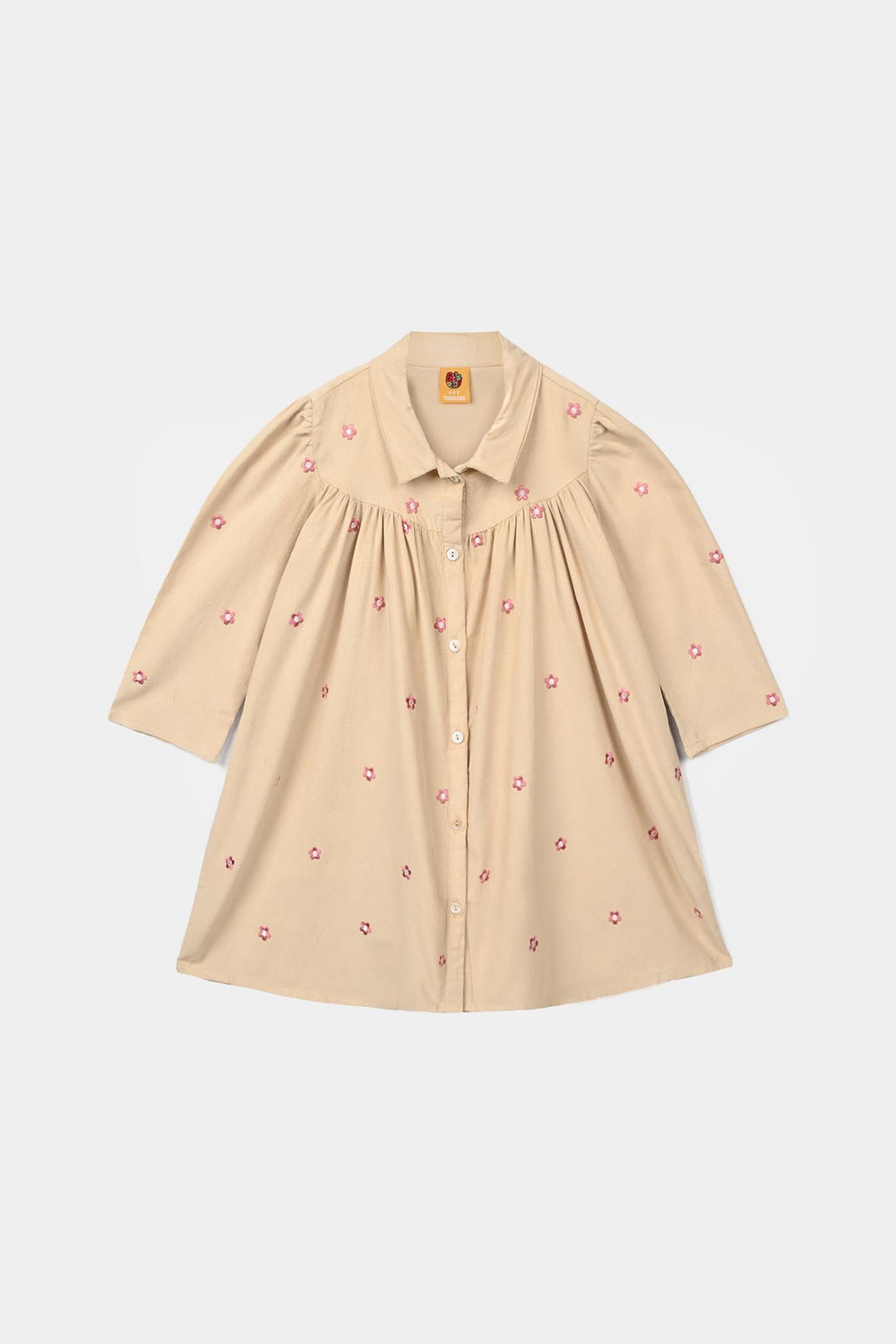 Girls Corduroy Emb Frock Vanilla - BEIGE