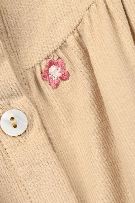 Girls Corduroy Emb Frock Vanilla - BEIGE