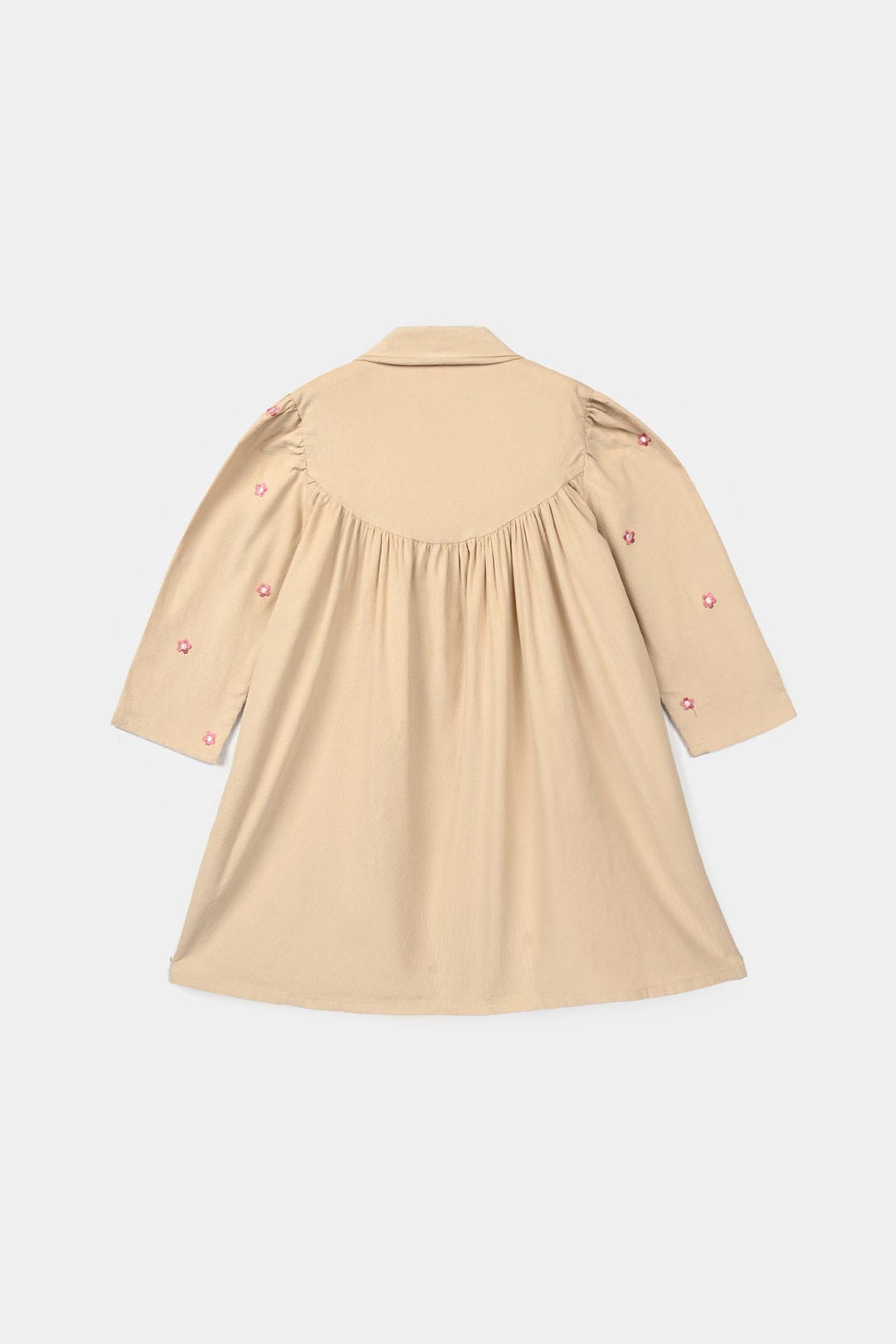Girls Corduroy Emb Frock Vanilla - BEIGE