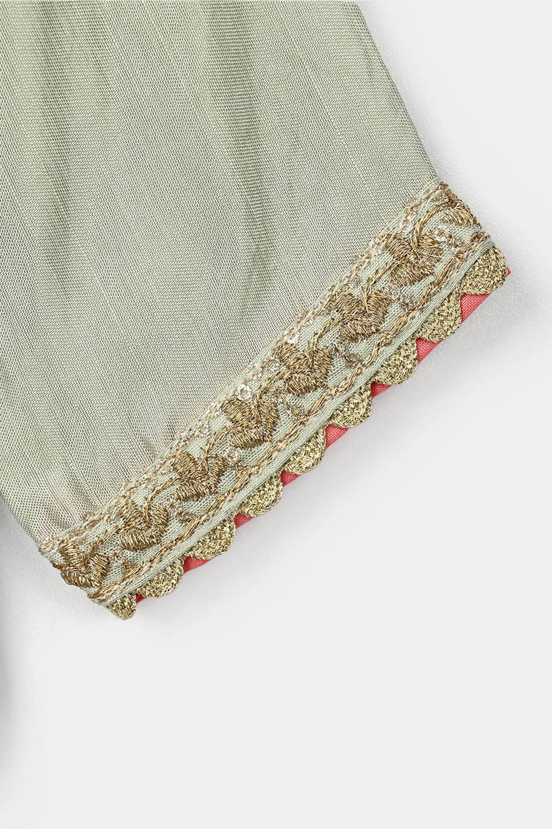 Infant Girls Raw Silk 2 Pcs Boondi - Grape Green