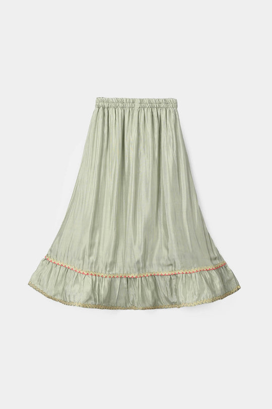 Infant Girls Raw Silk 2 Pcs Boondi - Grape Green