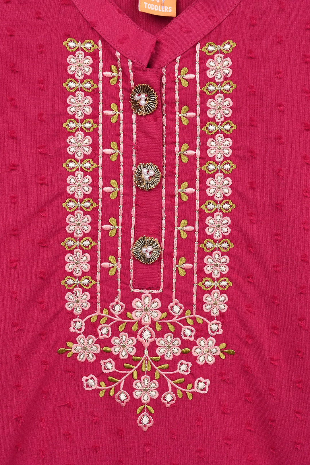 Girls Cotton Brochia 2 Pcs Elegant - Bright Pink
