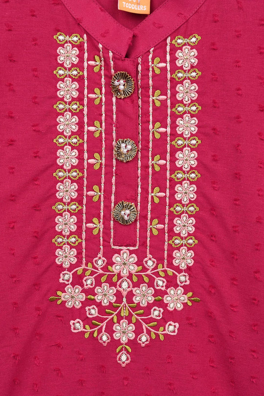 Girls Cotton Brochia 2 Pcs Elegant - Bright Pink