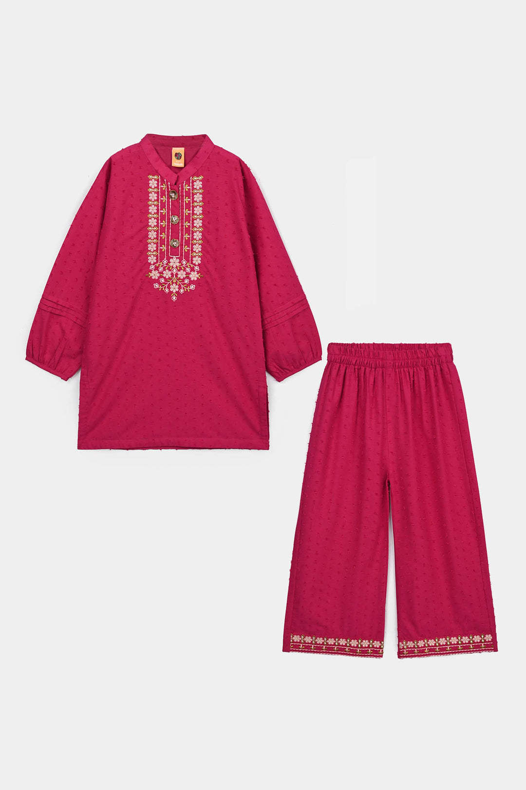 Girls Cotton Brochia 2 Pcs Elegant - Bright Pink