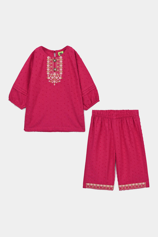 Infant Girls Cotton Brochia 2 Pcs Elegant - Bright Pink