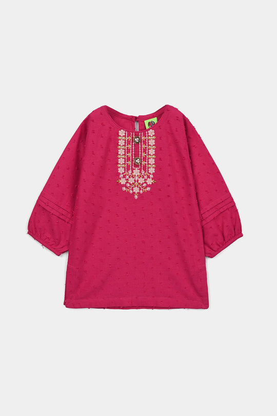 Infant Girls Cotton Brochia 2 Pcs Elegant - Bright Pink