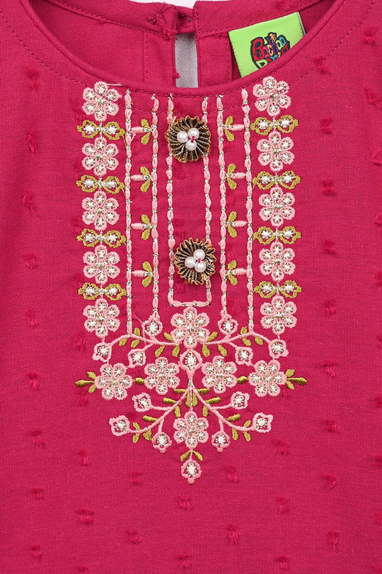 Infant Girls Cotton Brochia 2 Pcs Elegant - Bright Pink