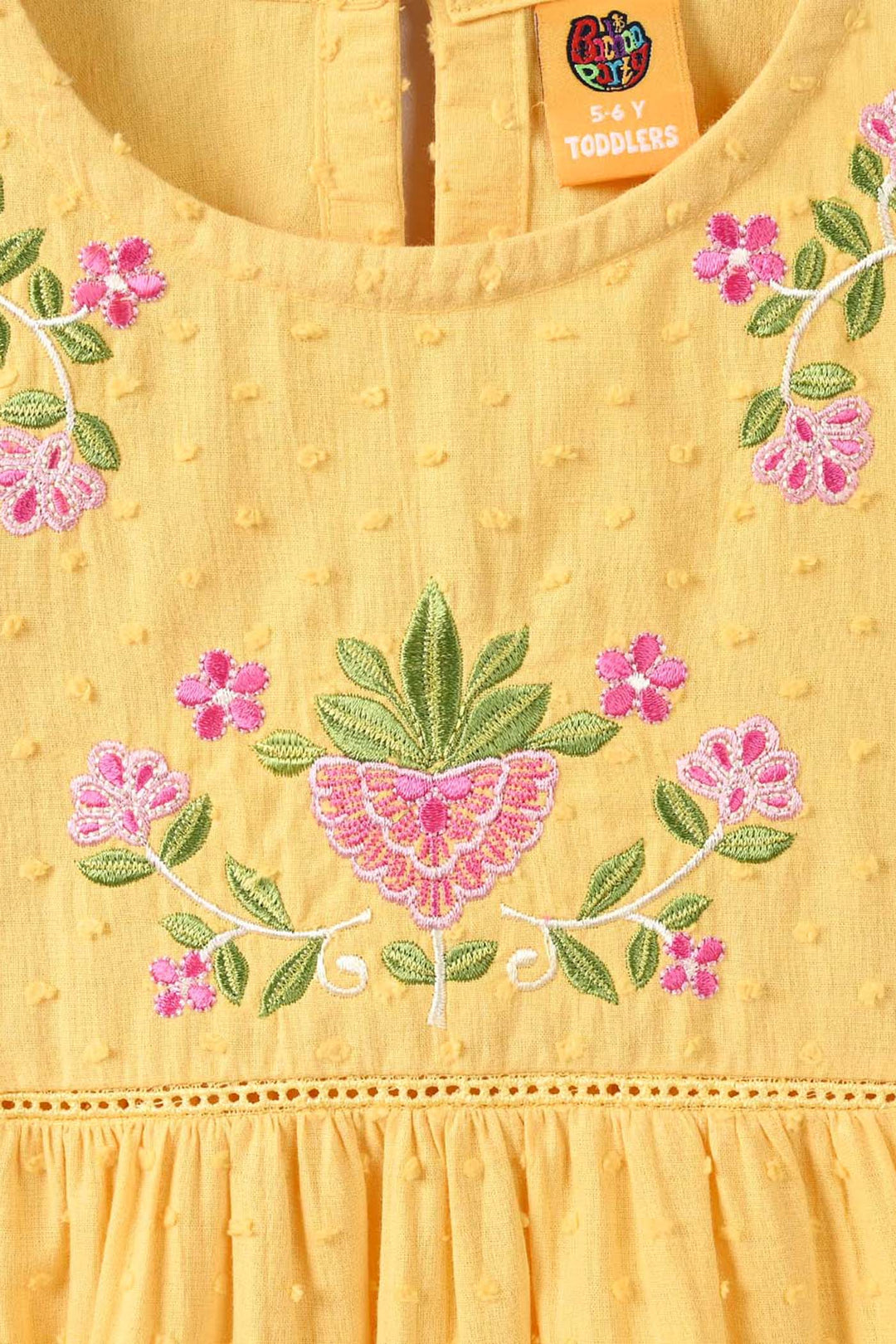 Girls Cotton Brochia Embroidered Top Sunny - Yellow