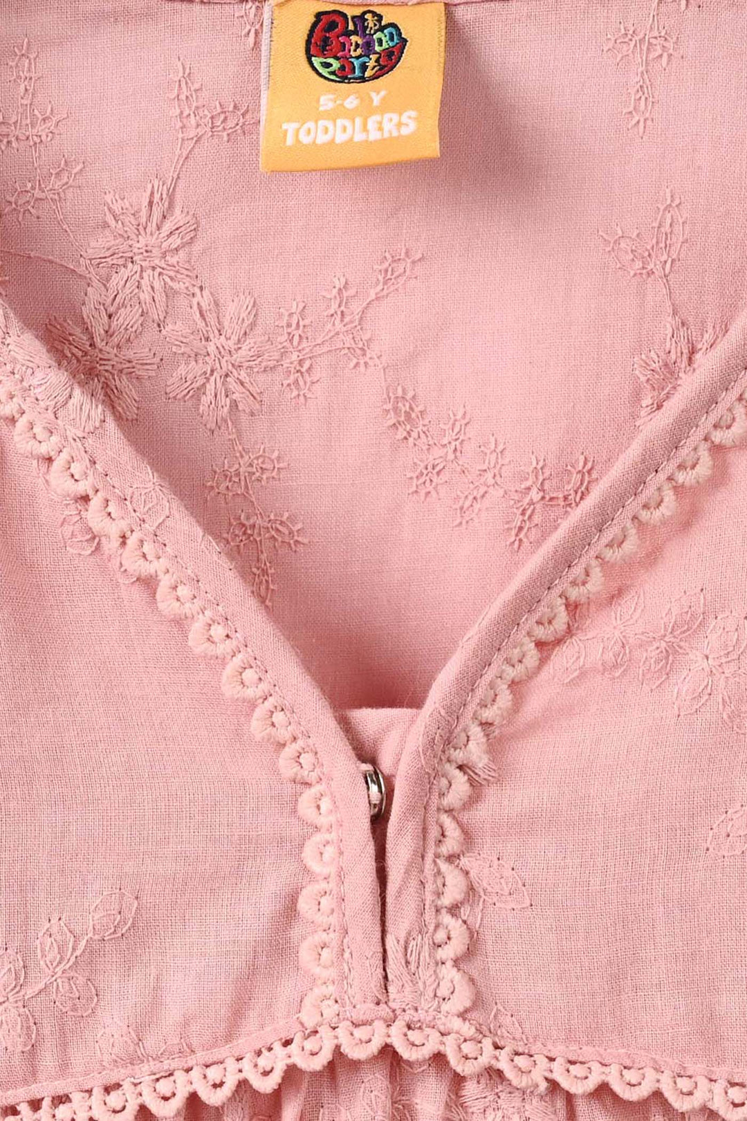 Girls Cotton Embroidered Top Enchanted Flowers - Pink