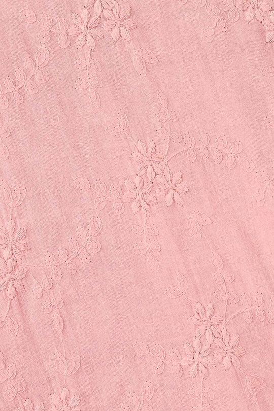 Girls Cotton Embroidered Top Enchanted Flowers - Pink