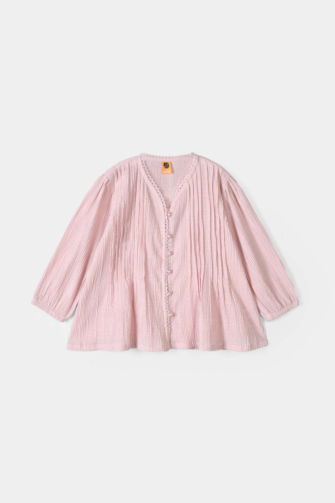 Girls Poly Crinkle Casual Top Candy-Baby Pink
