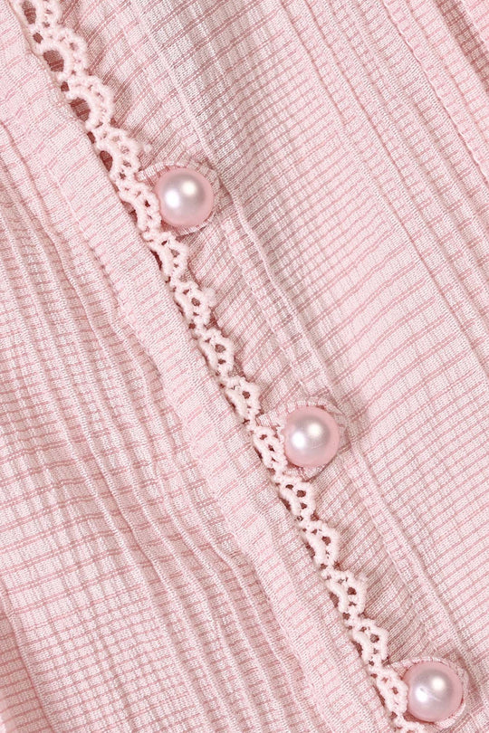 Girls Poly Crinkle Casual Top Candy-Baby Pink