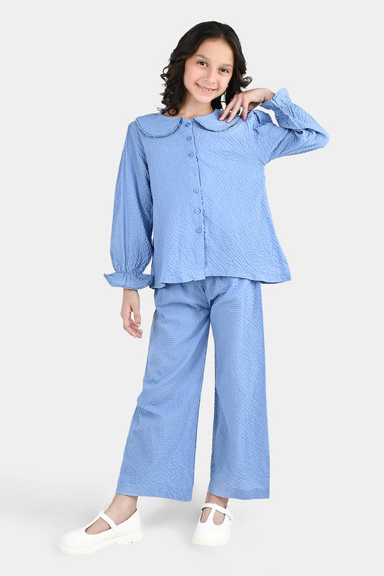 Girls Polyester Co-Ord Set Breeze - Steel Blue