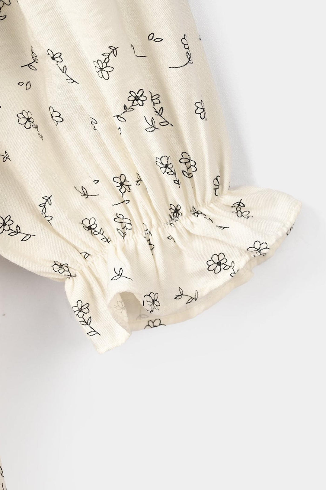Girls Poly Viscose Casual Frock Sketch Flowers - White