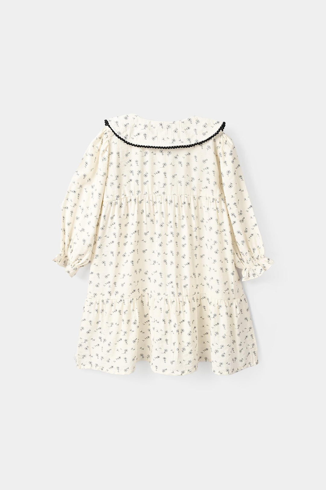 Girls Poly Viscose Casual Frock Sketch Flowers - White