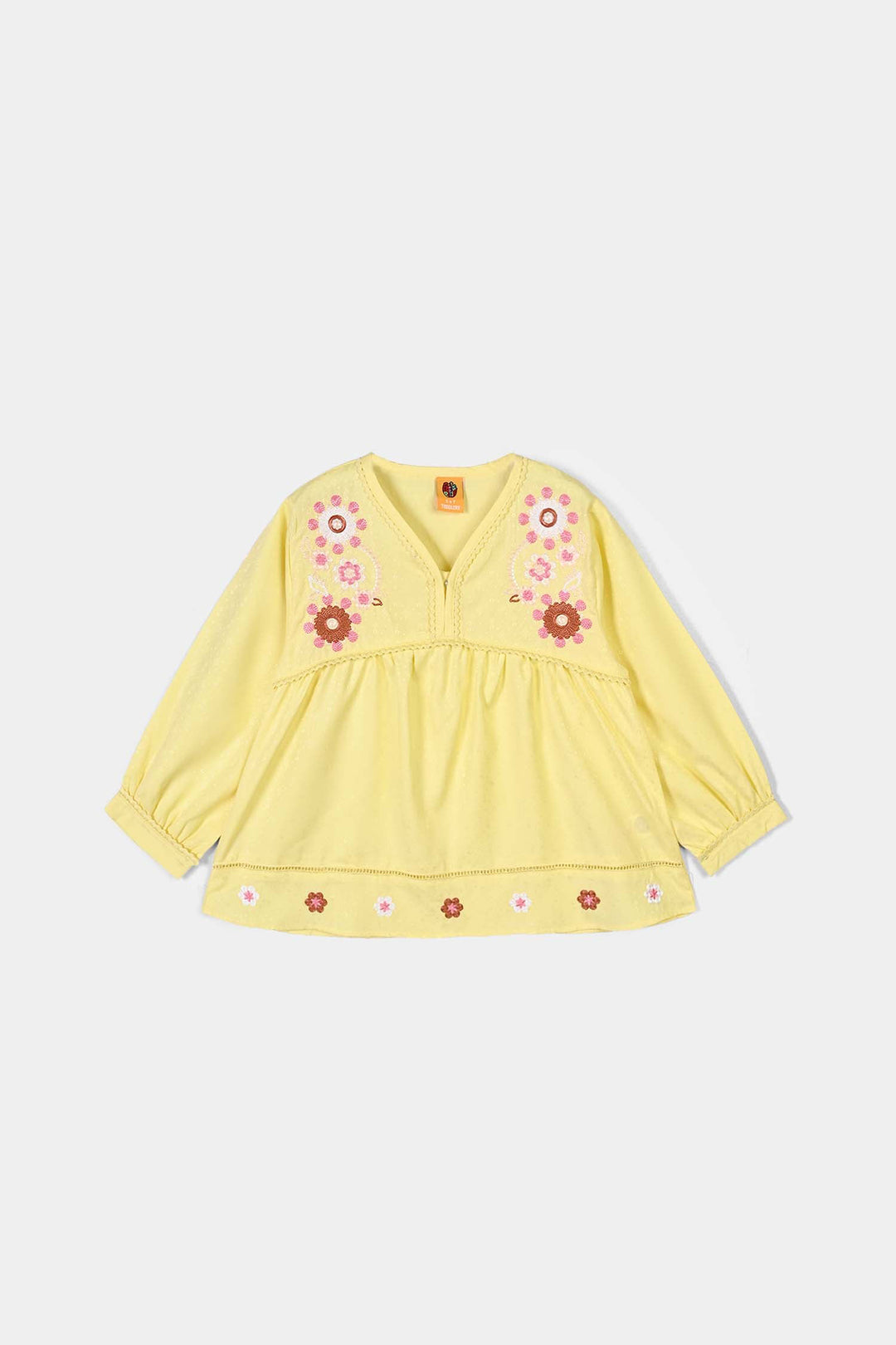 Girls Jacquard Emb Top Meadow-Yellow