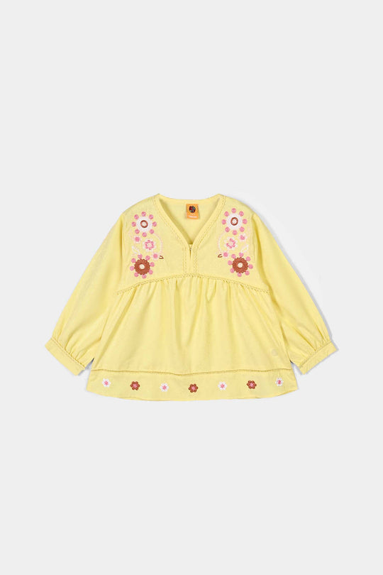 Girls Jacquard Emb Top Meadow-Yellow