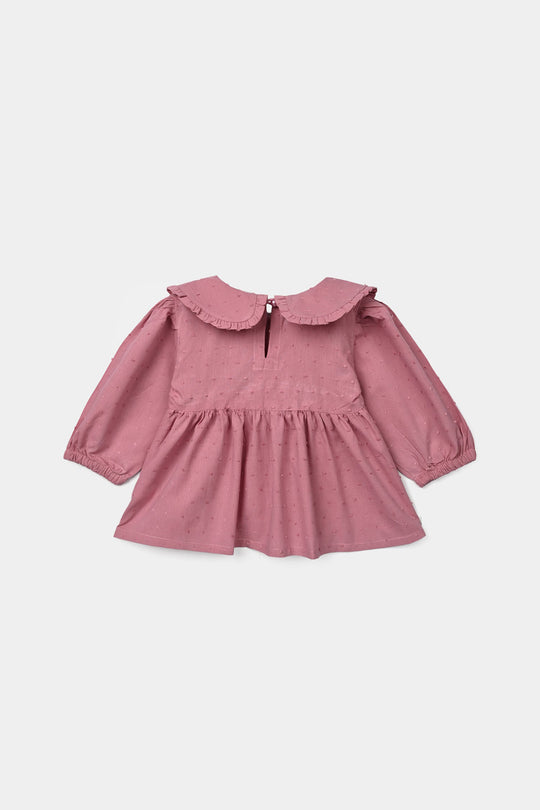 Infant Girls Cotton Brochia Casual Top Peter Pan - Pink