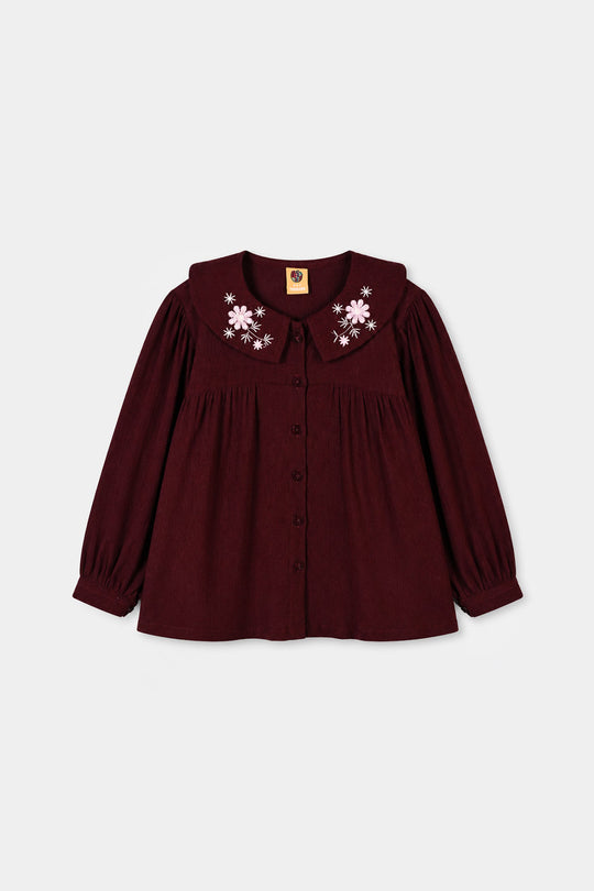 Girls Poly Crinkle Emb Co-Ord Set Rose